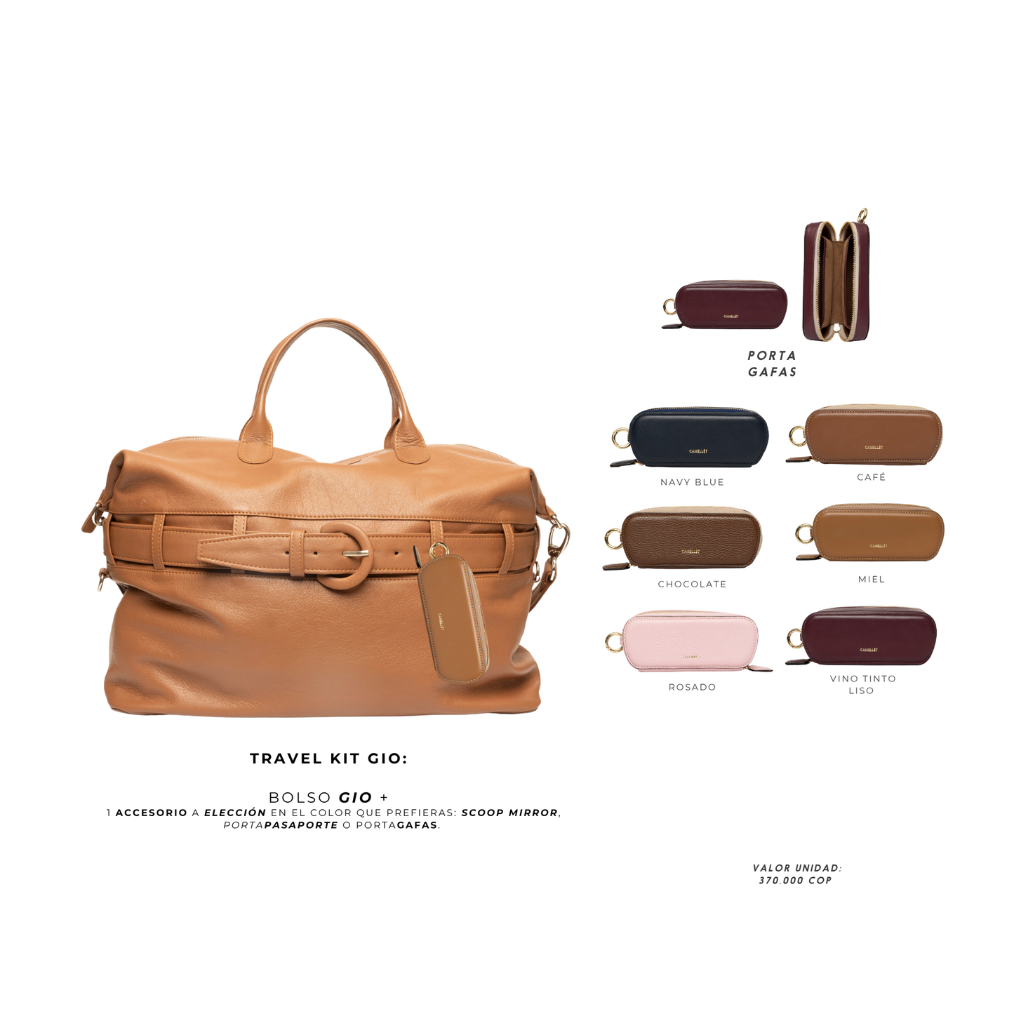 GIO travel bag miel y porta gafas
